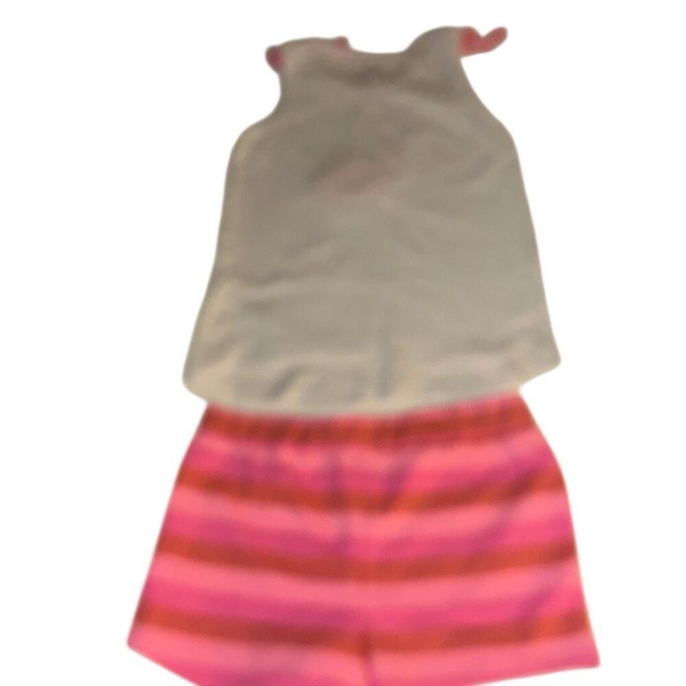 *New* Tommy Bahama White Pink Flamingo Top & Striped Shorts Girls 5/6 - Picture 4 of 9